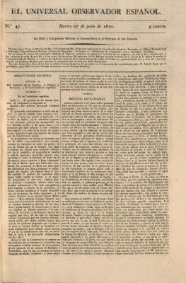 El Universal Dienstag 27. Juni 1820