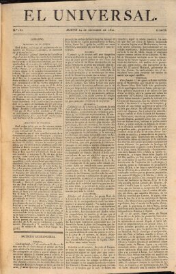 El Universal Dienstag 14. November 1820