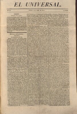 El Universal Montag 2. April 1821