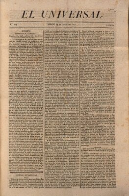 El Universal Samstag 14. April 1821