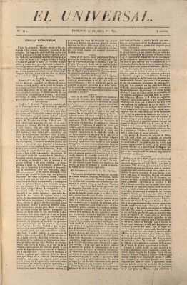 El Universal Sonntag 22. April 1821