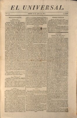 El Universal Donnerstag 28. Juni 1821