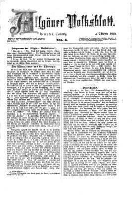 Allgäuer Volksblatt Sonntag 3. Oktober 1869