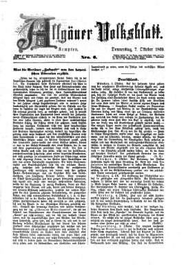 Allgäuer Volksblatt Donnerstag 7. Oktober 1869