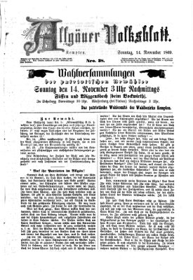 Allgäuer Volksblatt Sonntag 14. November 1869