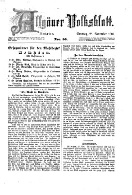 Allgäuer Volksblatt Sonntag 28. November 1869