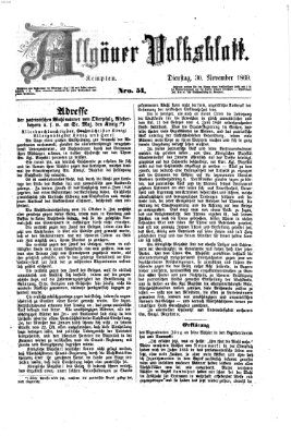 Allgäuer Volksblatt Dienstag 30. November 1869