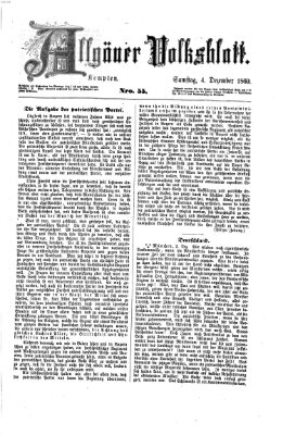 Allgäuer Volksblatt Samstag 4. Dezember 1869