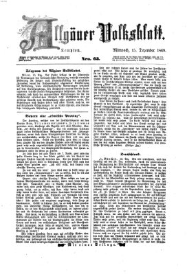 Allgäuer Volksblatt Mittwoch 15. Dezember 1869