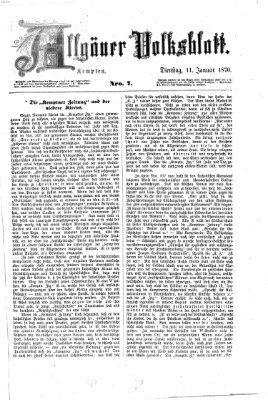 Allgäuer Volksblatt Dienstag 11. Januar 1870