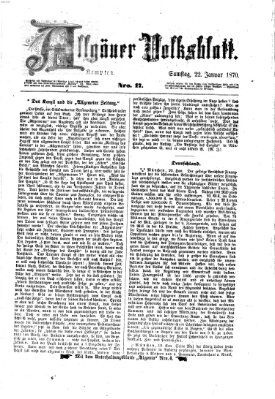 Allgäuer Volksblatt Samstag 22. Januar 1870