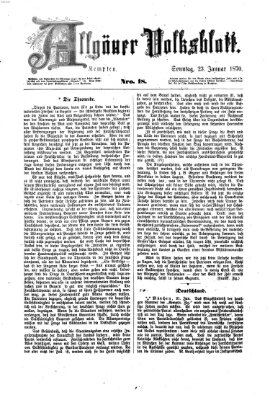 Allgäuer Volksblatt Sonntag 23. Januar 1870