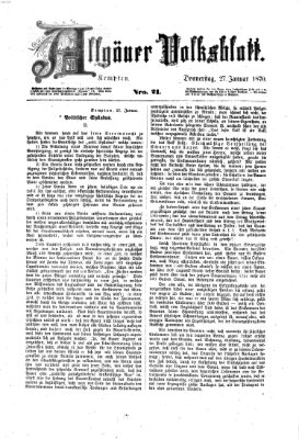 Allgäuer Volksblatt Donnerstag 27. Januar 1870