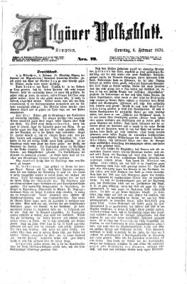 Allgäuer Volksblatt Sonntag 6. Februar 1870