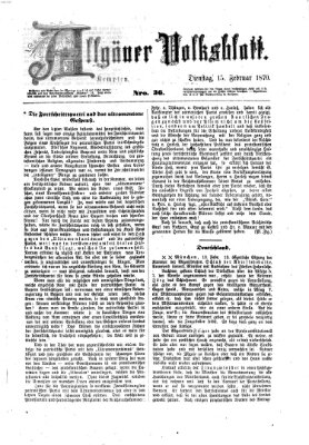 Allgäuer Volksblatt Dienstag 15. Februar 1870