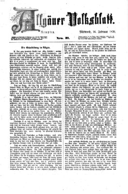 Allgäuer Volksblatt Mittwoch 16. Februar 1870