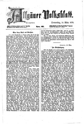 Allgäuer Volksblatt Donnerstag 24. März 1870