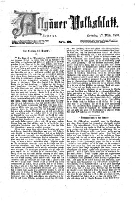 Allgäuer Volksblatt Sonntag 27. März 1870