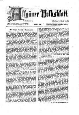 Allgäuer Volksblatt Freitag 8. April 1870