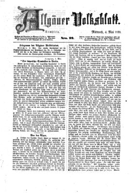 Allgäuer Volksblatt Mittwoch 4. Mai 1870