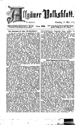 Allgäuer Volksblatt Dienstag 17. Mai 1870