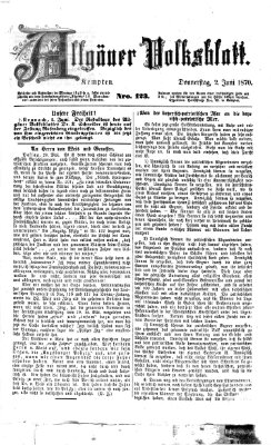 Allgäuer Volksblatt Donnerstag 2. Juni 1870