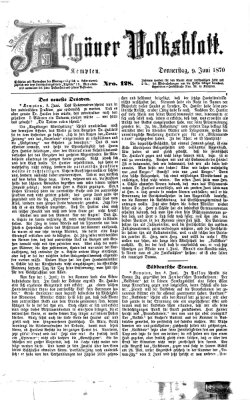 Allgäuer Volksblatt Donnerstag 9. Juni 1870