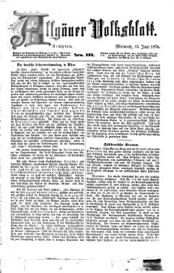 Allgäuer Volksblatt Mittwoch 15. Juni 1870