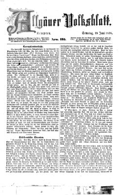 Allgäuer Volksblatt Sonntag 19. Juni 1870