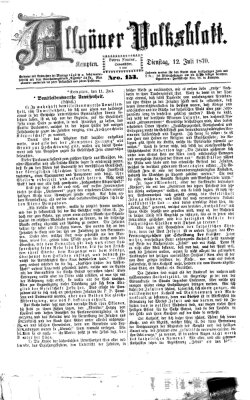 Allgäuer Volksblatt Dienstag 12. Juli 1870