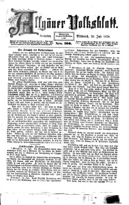 Allgäuer Volksblatt Mittwoch 20. Juli 1870