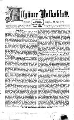 Allgäuer Volksblatt Samstag 23. Juli 1870