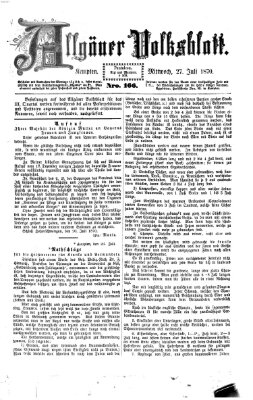 Allgäuer Volksblatt Mittwoch 27. Juli 1870