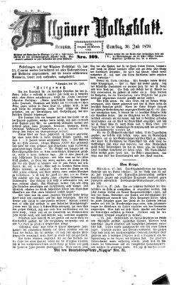 Allgäuer Volksblatt Samstag 30. Juli 1870