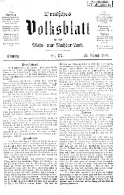 Deutsches Volksblatt für das Main- und Nachbar-Land Sonntag 26. August 1860