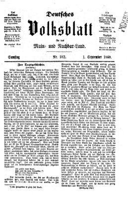 Deutsches Volksblatt für das Main- und Nachbar-Land Samstag 1. September 1860