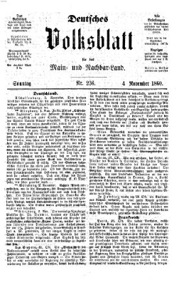 Deutsches Volksblatt für das Main- und Nachbar-Land Sonntag 4. November 1860