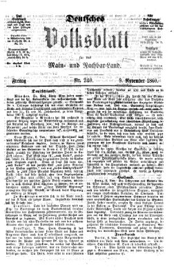 Deutsches Volksblatt für das Main- und Nachbar-Land Freitag 9. November 1860