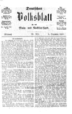 Deutsches Volksblatt für das Main- und Nachbar-Land Mittwoch 5. Dezember 1860