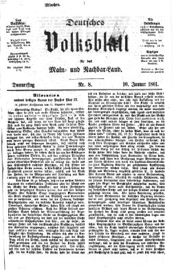 Deutsches Volksblatt für das Main- und Nachbar-Land Donnerstag 10. Januar 1861