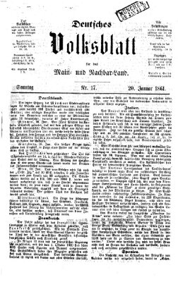 Deutsches Volksblatt für das Main- und Nachbar-Land Sonntag 20. Januar 1861