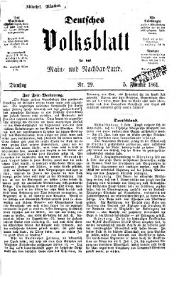 Deutsches Volksblatt für das Main- und Nachbar-Land Dienstag 5. Februar 1861