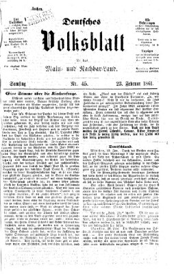 Deutsches Volksblatt für das Main- und Nachbar-Land Samstag 23. Februar 1861