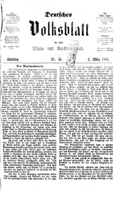 Deutsches Volksblatt für das Main- und Nachbar-Land Samstag 2. März 1861