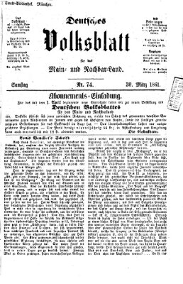 Deutsches Volksblatt für das Main- und Nachbar-Land Samstag 30. März 1861