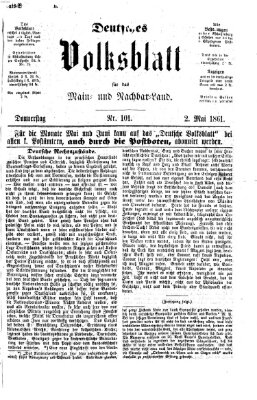 Deutsches Volksblatt für das Main- und Nachbar-Land Donnerstag 2. Mai 1861