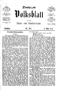 Deutsches Volksblatt für das Main- und Nachbar-Land Samstag 4. Mai 1861