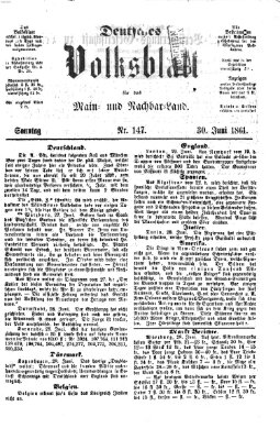 Deutsches Volksblatt für das Main- und Nachbar-Land Sonntag 30. Juni 1861