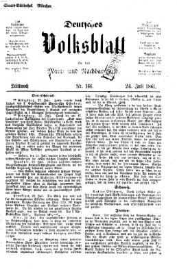 Deutsches Volksblatt für das Main- und Nachbar-Land Mittwoch 24. Juli 1861