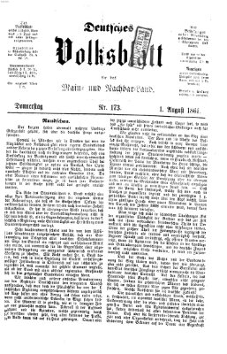 Deutsches Volksblatt für das Main- und Nachbar-Land Donnerstag 1. August 1861